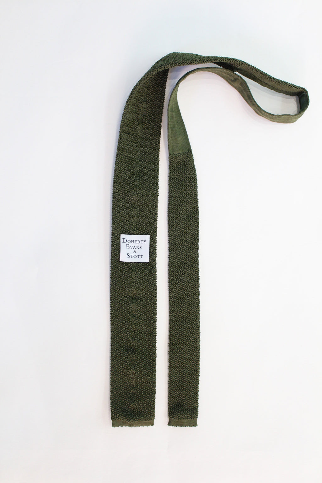 Knitted Silk Tie (Olive/ White Spot)
