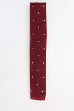 Load image into Gallery viewer, Knitted Silk Tie (Burgundy/ White Spot)
