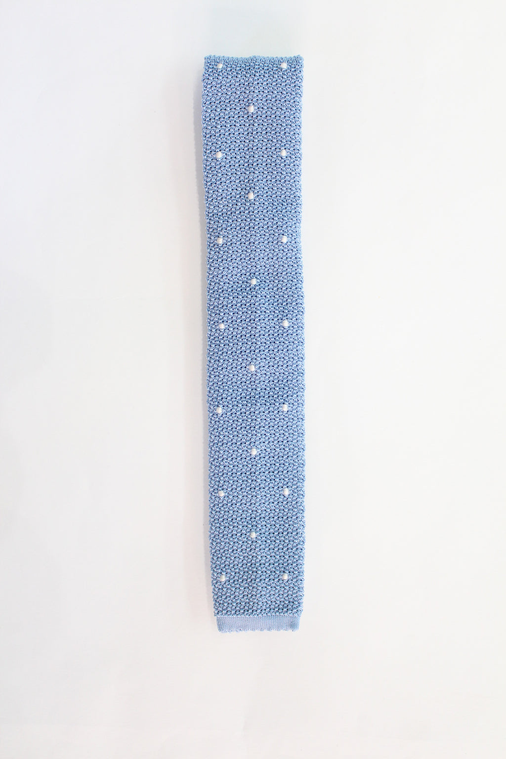 Knitted Silk Tie (Light Blue/ White Spot)