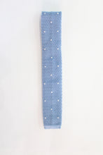 Load image into Gallery viewer, Knitted Silk Tie (Light Blue/ White Spot)
