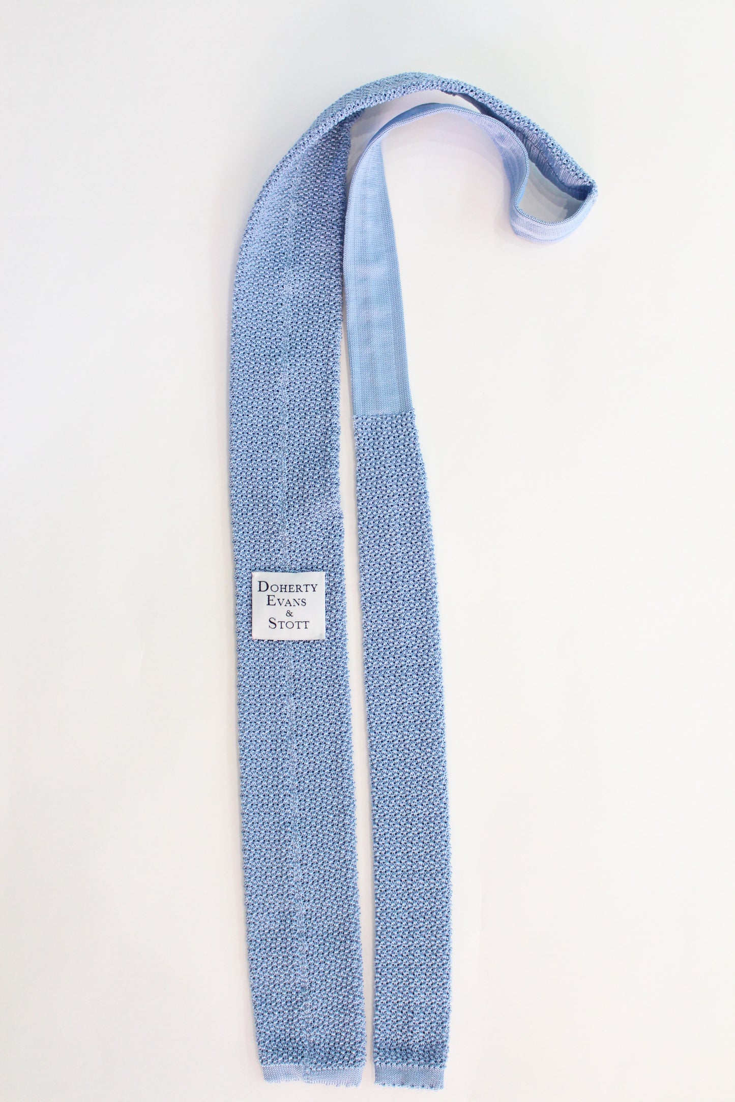 Knitted Silk Tie (Light Blue/ White Spot)