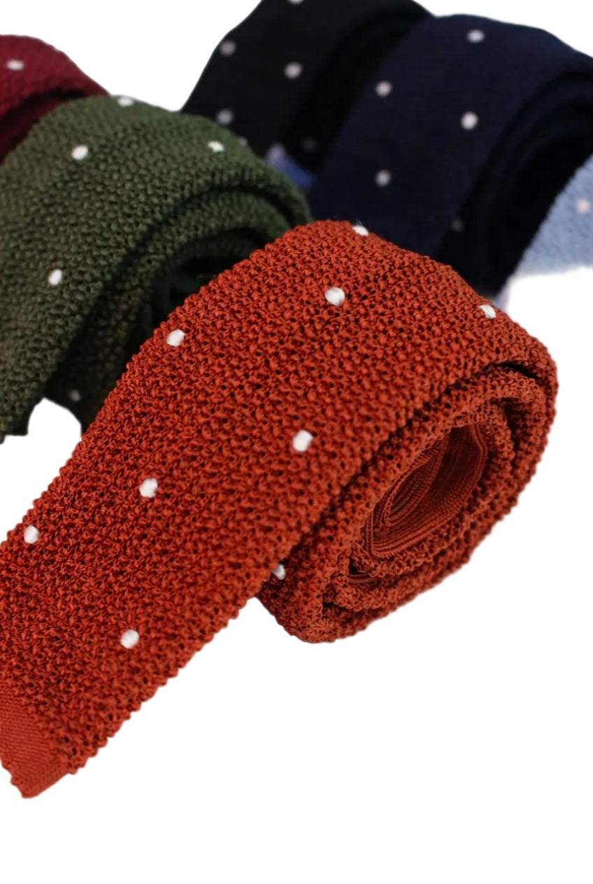 Knitted Silk Poka Dot Ties