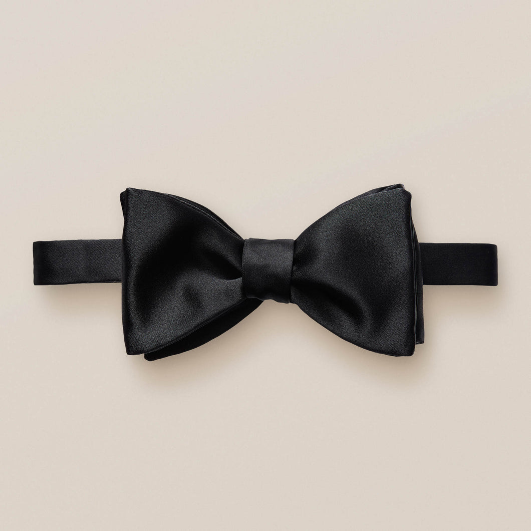 Black Self -Tie Silk Bow Tie