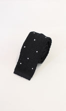 Load image into Gallery viewer, Knitted Silk Tie (Black/ White Spot)
