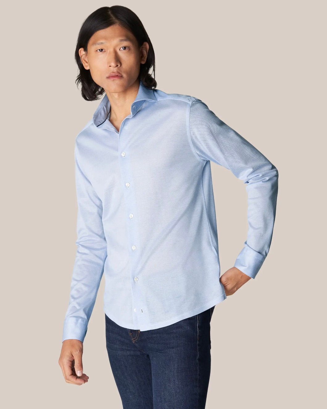 Eton Oxford Pique Shirt, Pale Blue (Slim Fit)
